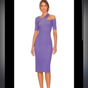 NWT Monrow Purple Ribbed Midi Dress Size XS